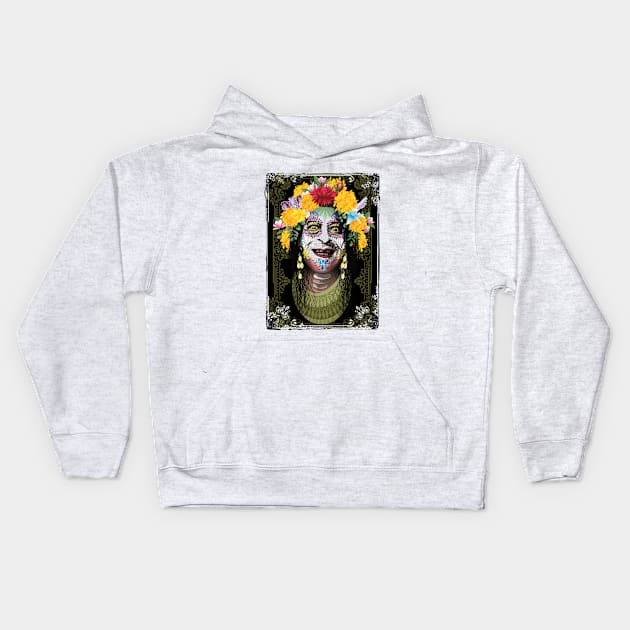 Lady dia de los muertos Kids Hoodie by vjvgraphiks